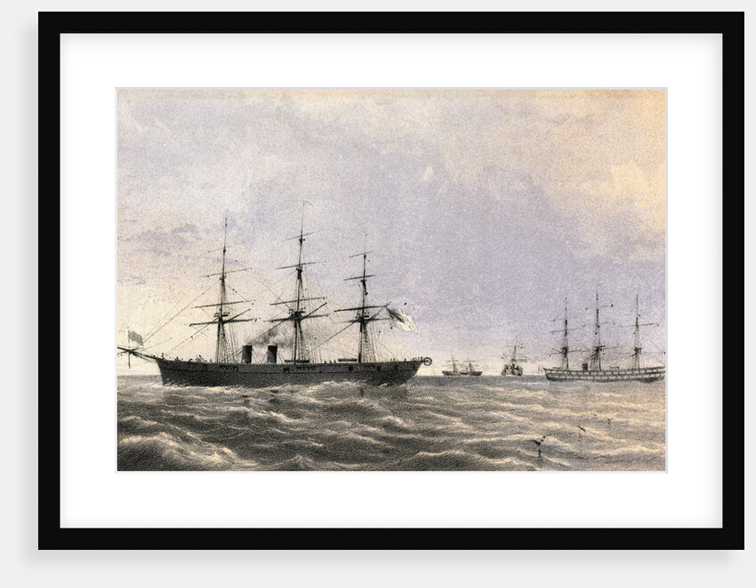 Ships Laying Cable in the Ocean by Anonymous