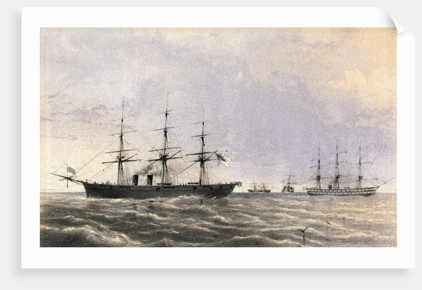 Ships Laying Cable in the Ocean by Anonymous