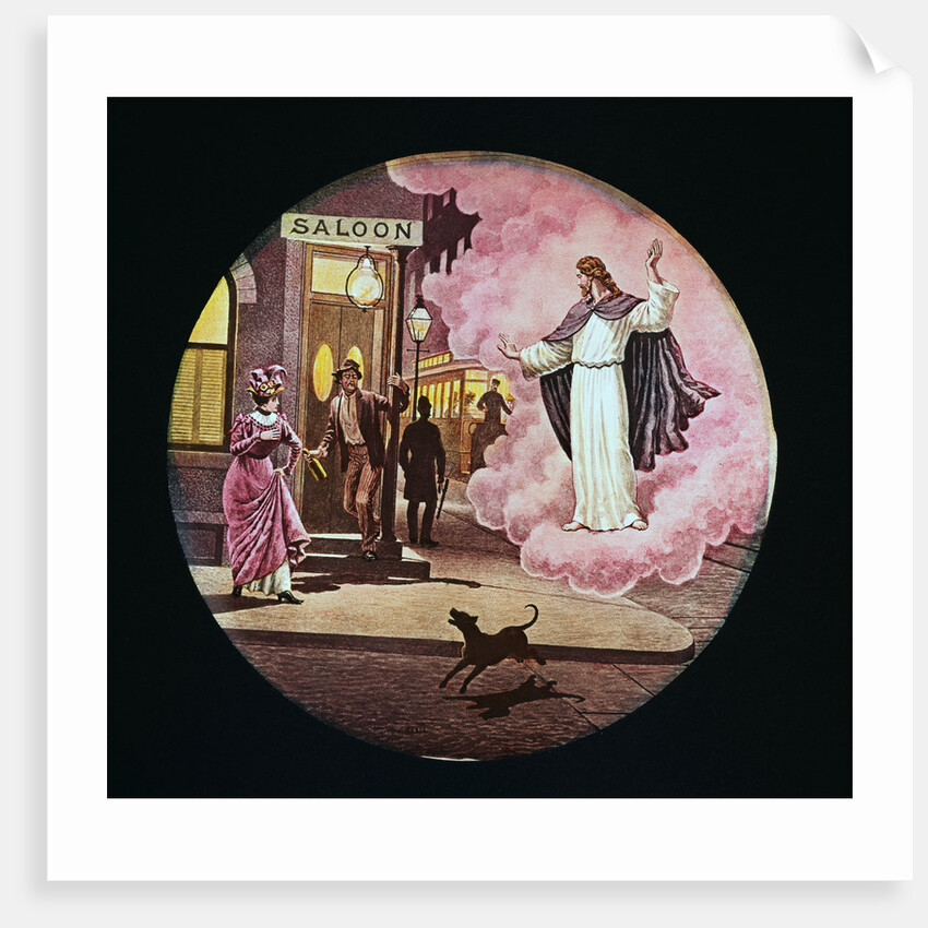 Christ Guiding Drunk Man Leaving Tavern by Anonymous