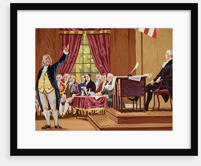 Benjamin Franklin Gesturing and Speaking in Constitutional Convention by Anonymous