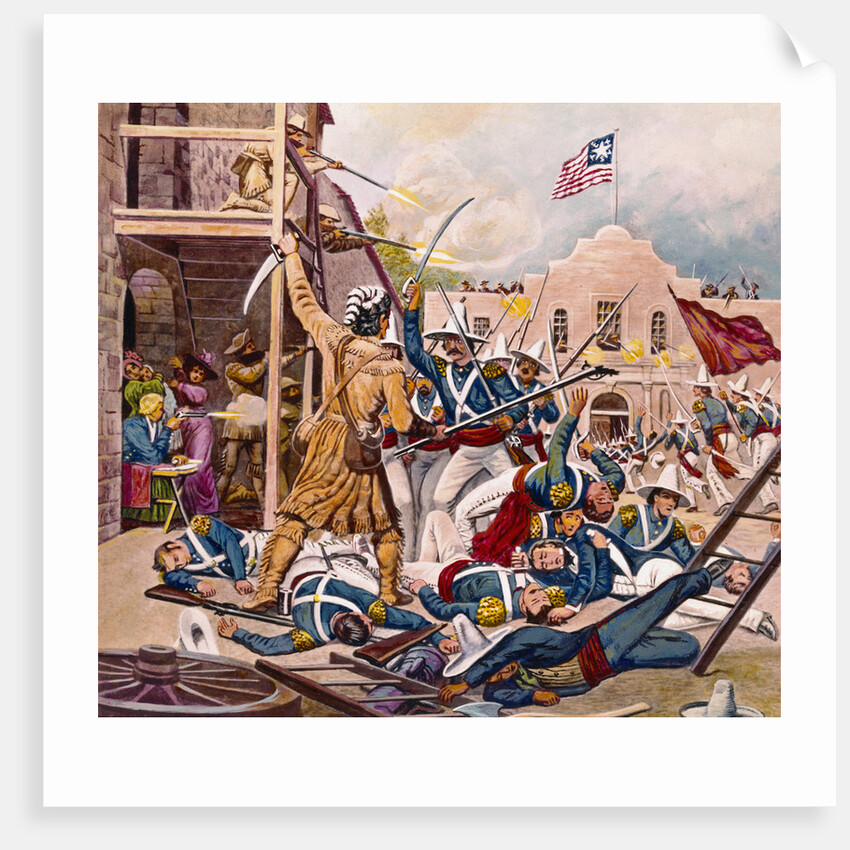 19th-Century Illustration of the Battle at the Alamo by Anonymous