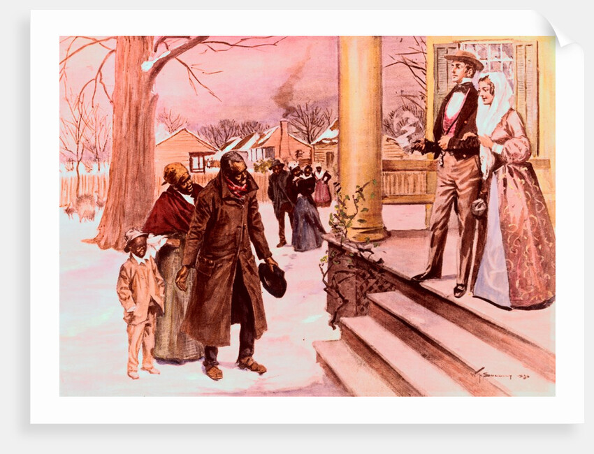 Black Family Standing at the Steps of White Plantation by Anonymous