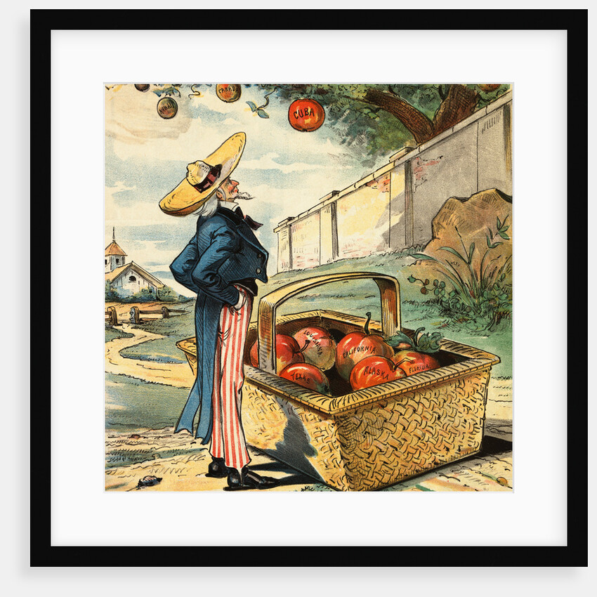 Uncle Sam Standing Beside Basket of Apples by Anonymous