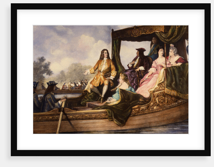 Illustration of Handel Presenting Water Music to King George I by Anonymous