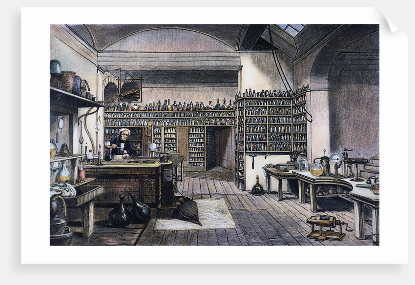 British Chemist Michael Faraday in His Physics Laboratory by Anonymous