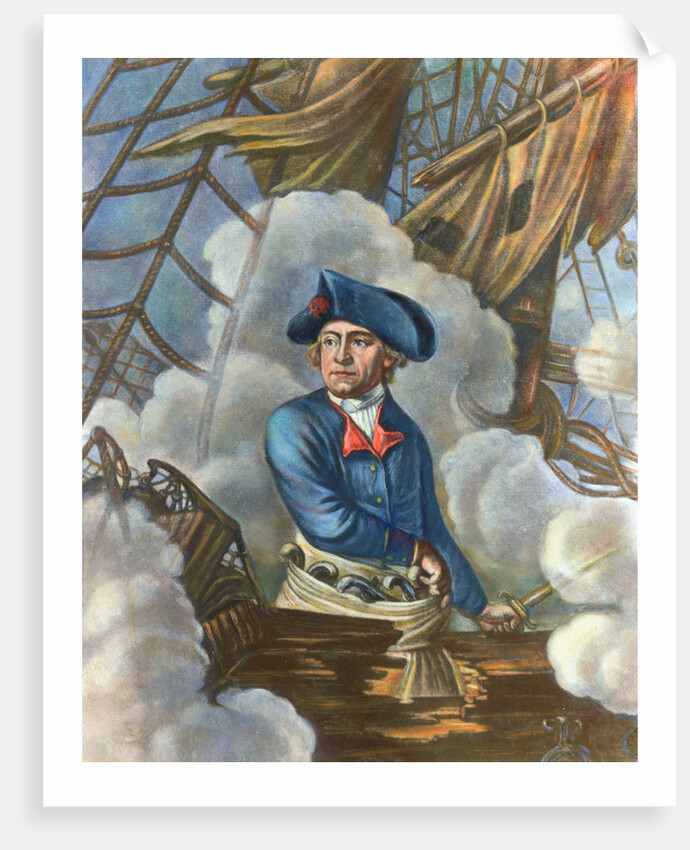 John Paul Jones with Sword in Hand on Ship Deck by Anonymous