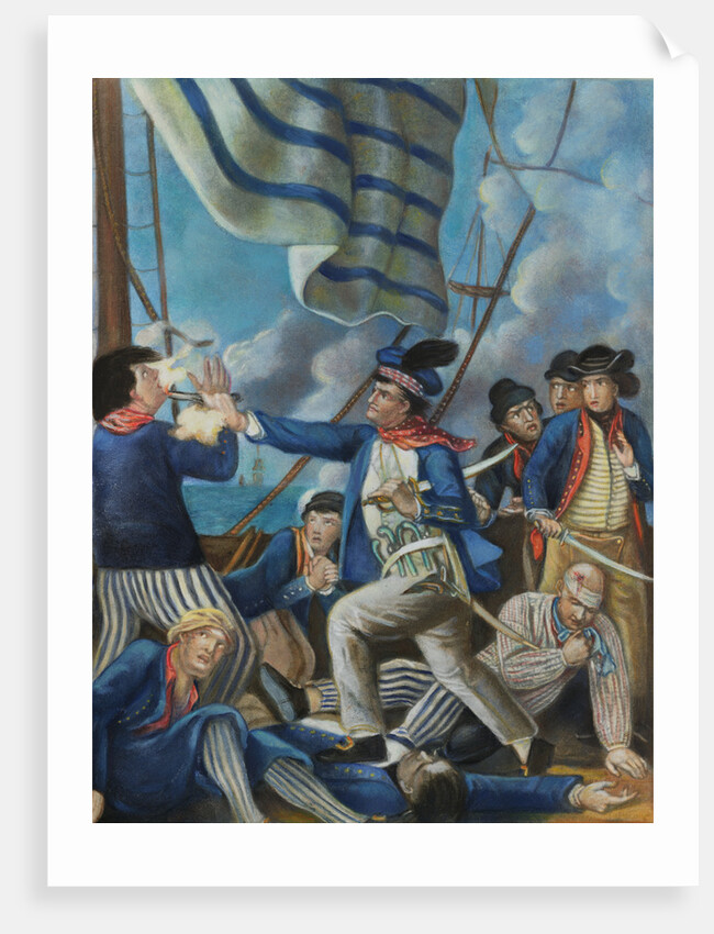 John Paul Jones Slaying Sailor on Board Ship by Anonymous