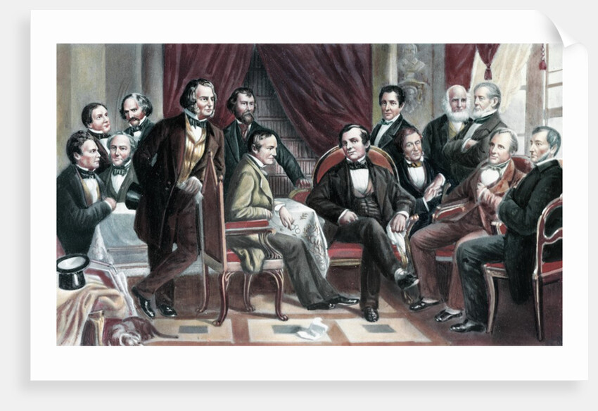 Drawing of Author Washington Irving and Friends Conversing by Anonymous