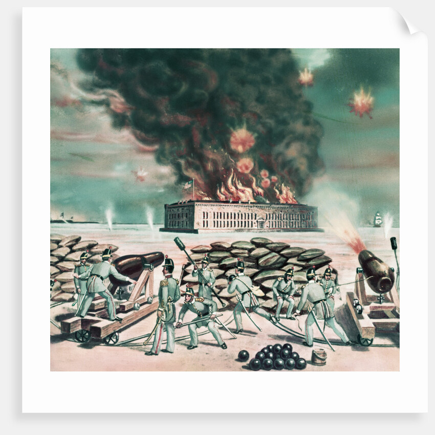 Soldiers Using Canon to Destroy Fort Sumter by Anonymous