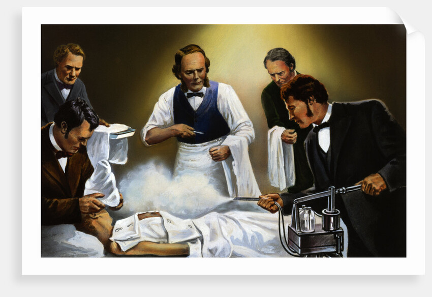 Illustration of Joseph Lister Using Carbolic Spray During Surgery by Anonymous