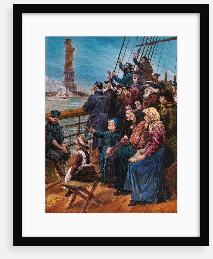 Jewish Immigrants on Ship near Statue of Liberty by Anonymous
