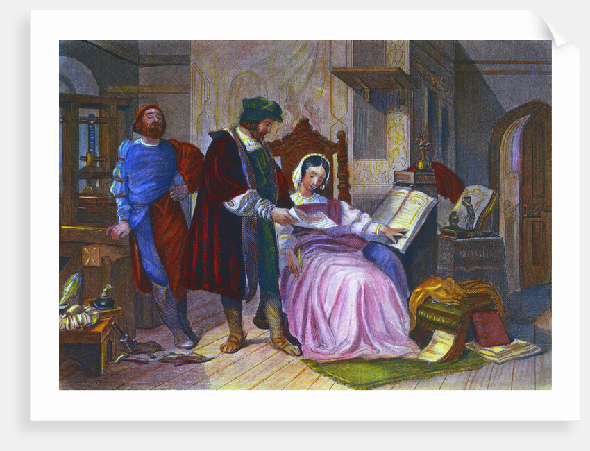 German Inventor Johann Gutenberg and Wife with Print Material by Anonymous