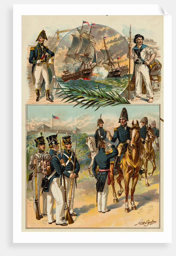Illustration of Soldiers in Military Uniforms by H.A. Ogden