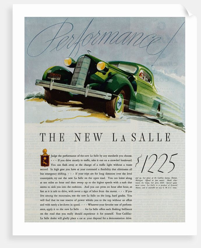 Advertisement for the New LaSalle Automobile by Anonymous