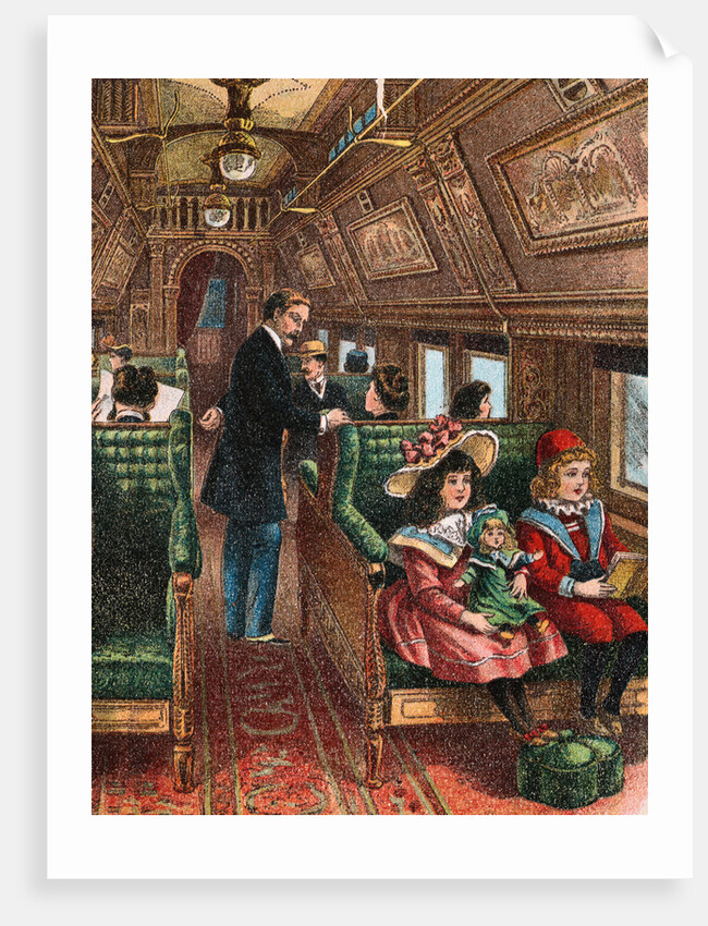 Illustration of the Interior of a 19th-Century Pullman Car by Anonymous