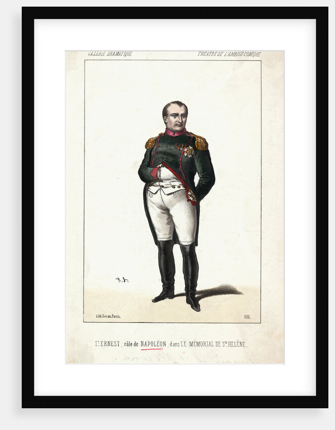 St. Ernest in the role of Napoleon in Memorial to St. Helene Lithograph by Anonymous