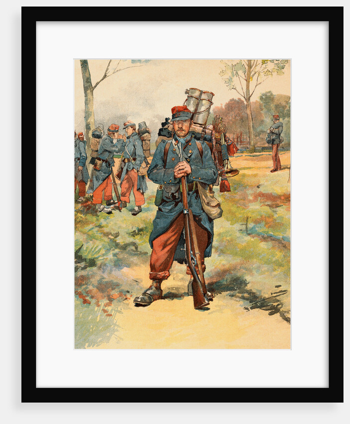 Lithograph Depicting a French Soldier and His Company by Georges Jeanniot