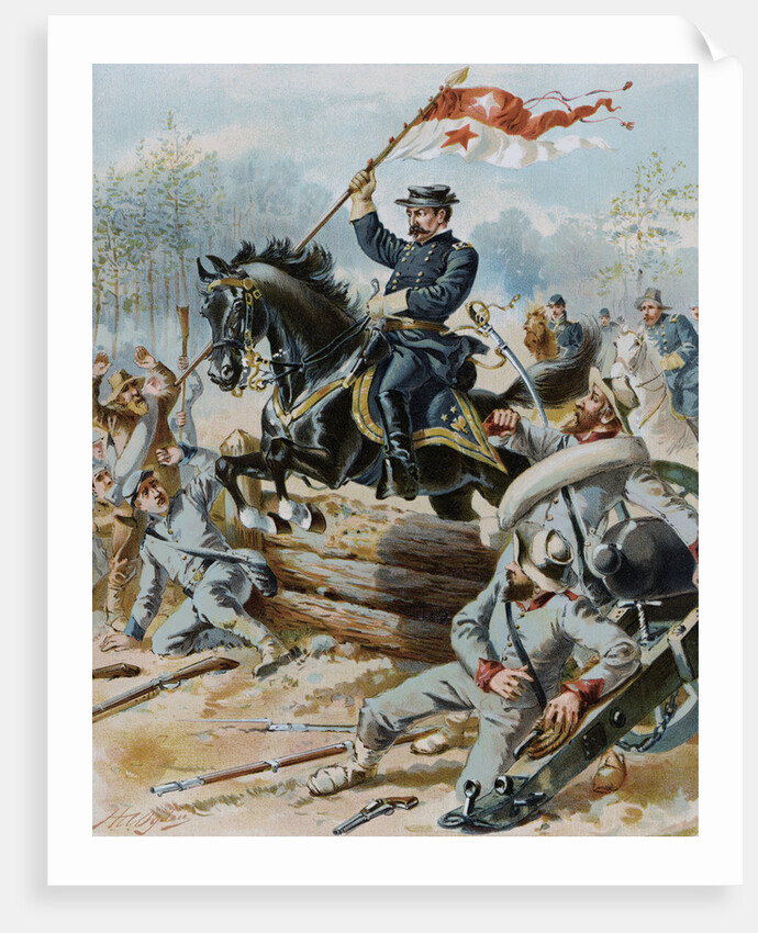 Illustration of Philip Henry Sheridan in Civil War Battle by Anonymous