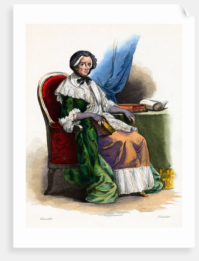 Hand-Tinted Engraving of Marie-Therese Rodet Geoffrin by Anonymous