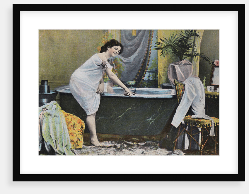 Woman Testing Water Temperature in Bathtub by Anonymous
