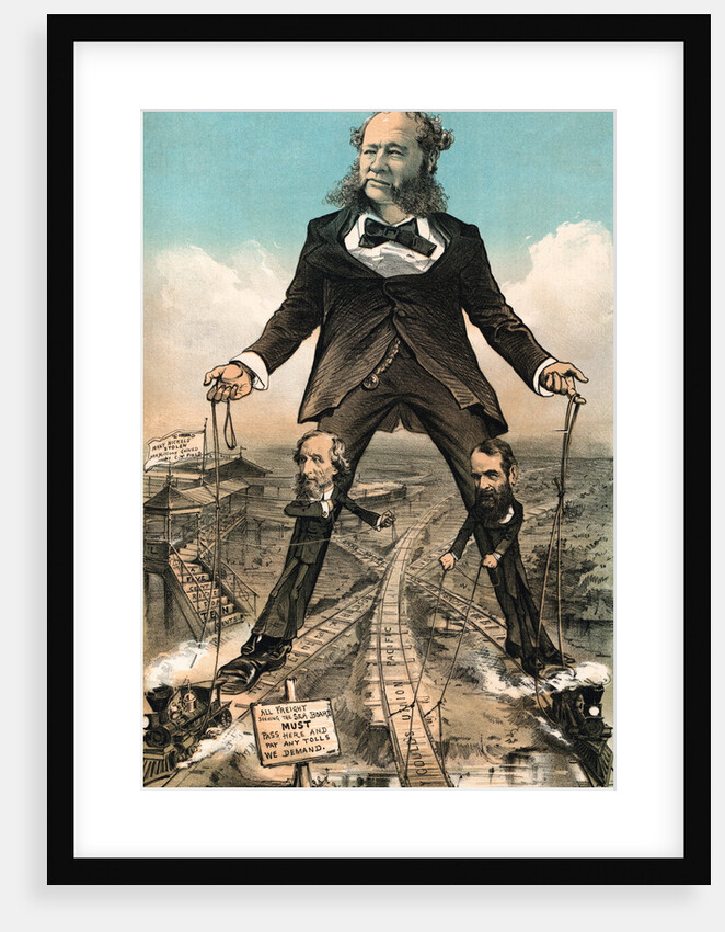 Depiction of Railroad Tycoons Pulling Strings to Train Activity by Anonymous