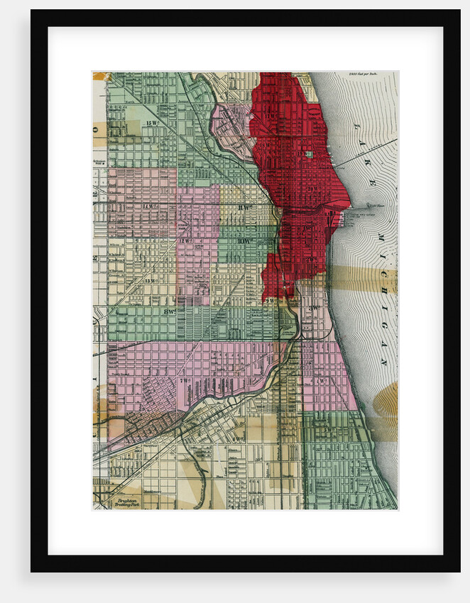 Chicago City Map Showing Section of Terrible Fire by Anonymous