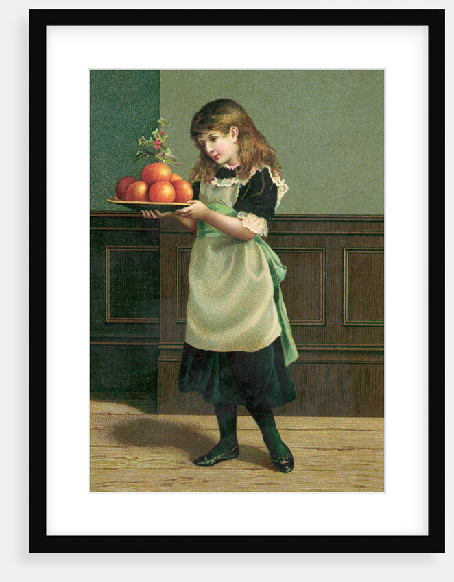 19th-Century Illustration of a Young Girl Preparing for the Christmas Season by Anonymous