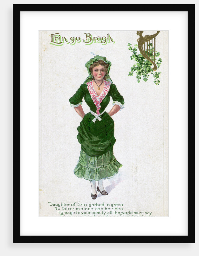 Irish Woman Dressed In Green On Card by Anonymous