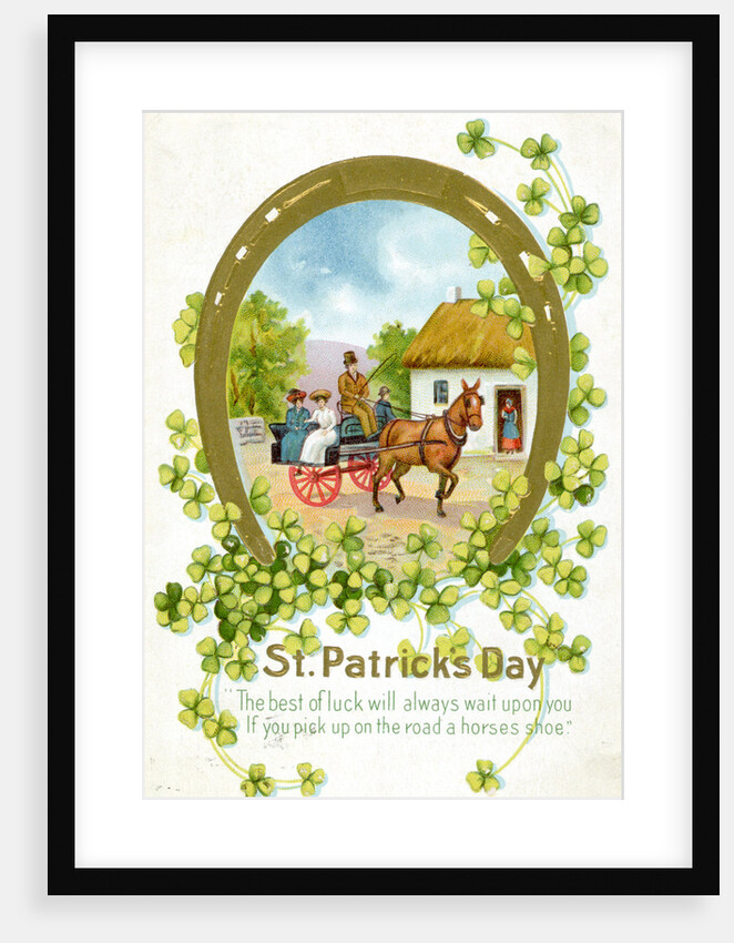 Family Riding In Carriage On Card by Anonymous