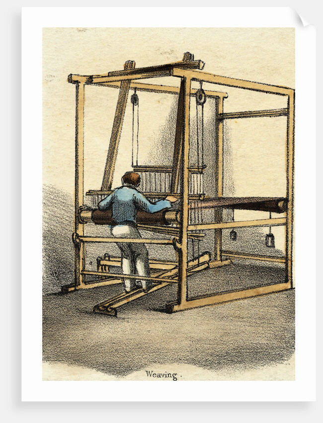 Man Working on Hand Weaving Loom by Anonymous