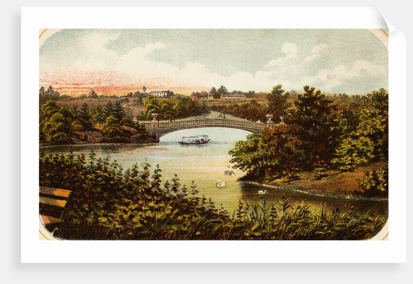 Lake and Bow Bridge in Central Park by Anonymous