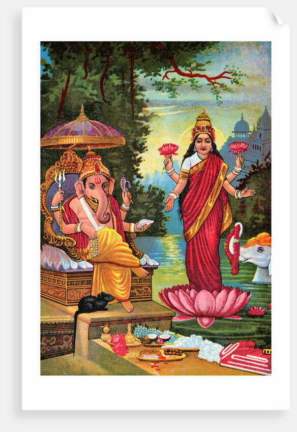 Hindu God Ganesha with Hindu Goddess Lakshmi by Anonymous