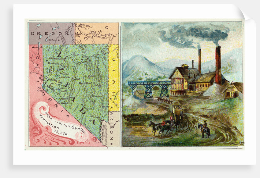 Map of Nevada and Silver Mining Camp by Anonymous