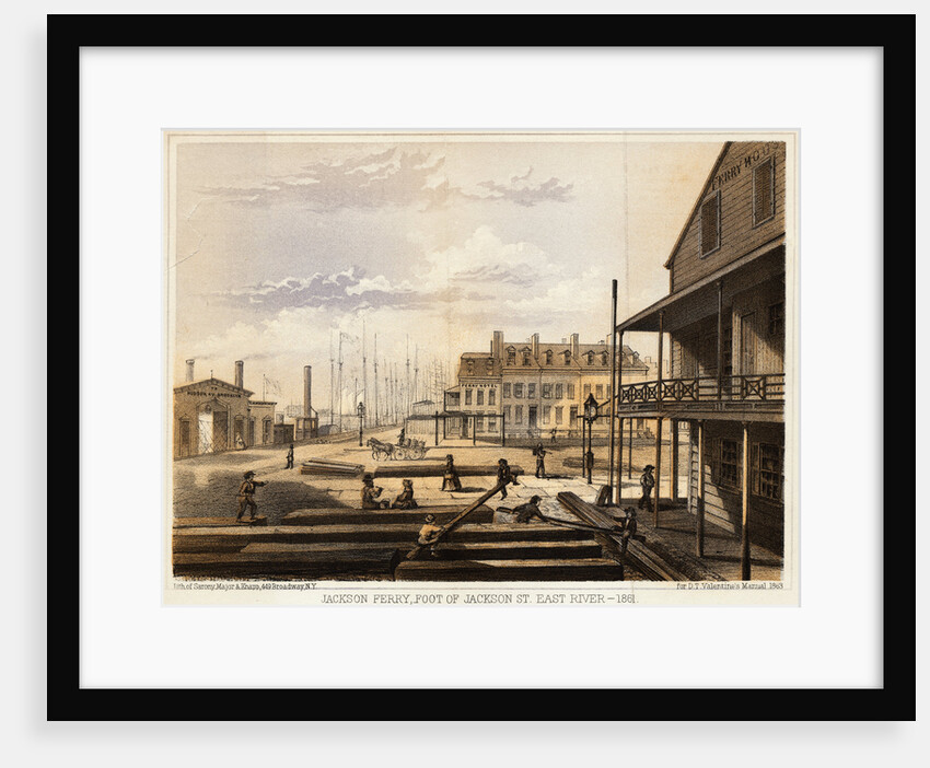 Men Working with Lumber Near East River Dock by Anonymous