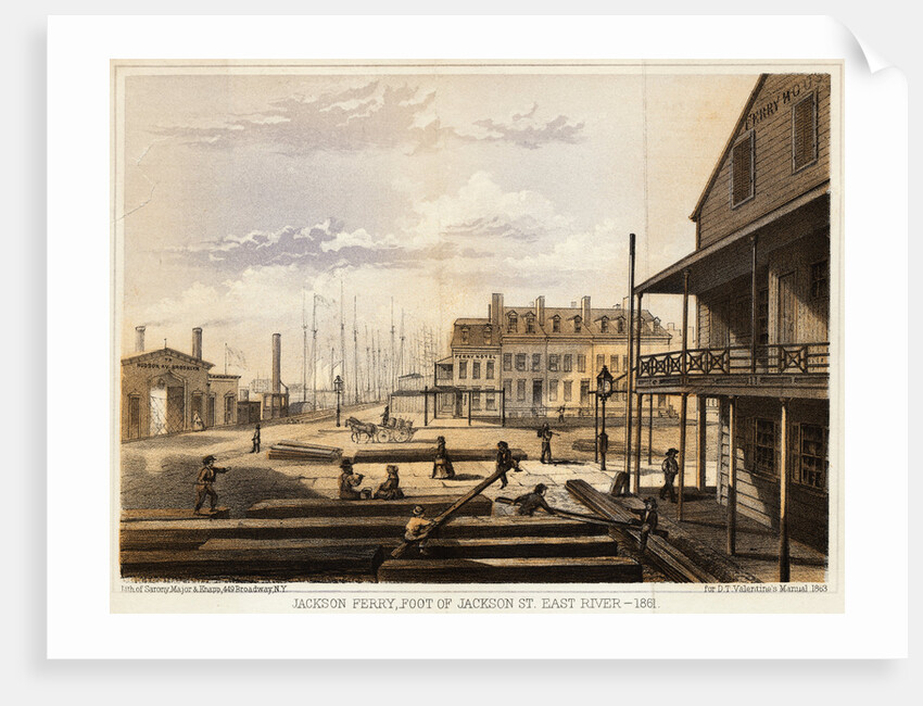 Men Working with Lumber Near East River Dock by Anonymous
