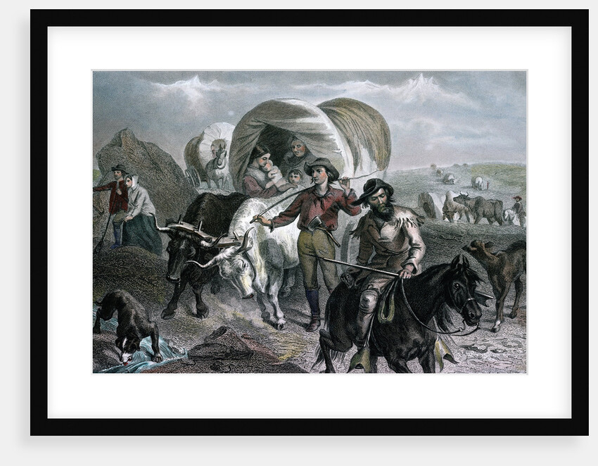 Engraving of Emigrants Crossing Plains by Anonymous