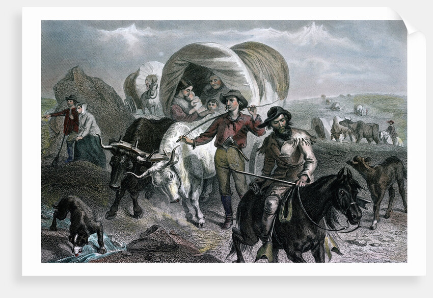 Engraving of Emigrants Crossing Plains by Anonymous