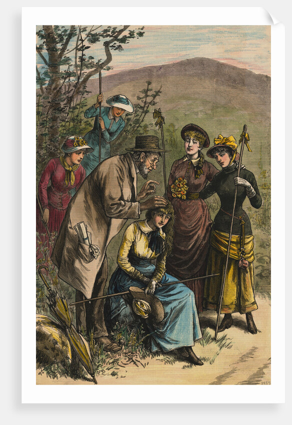 Phrenologist and Women on Mountain Trail by Anonymous