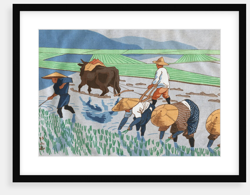 Asians Working in Rice Paddy Field by Anonymous