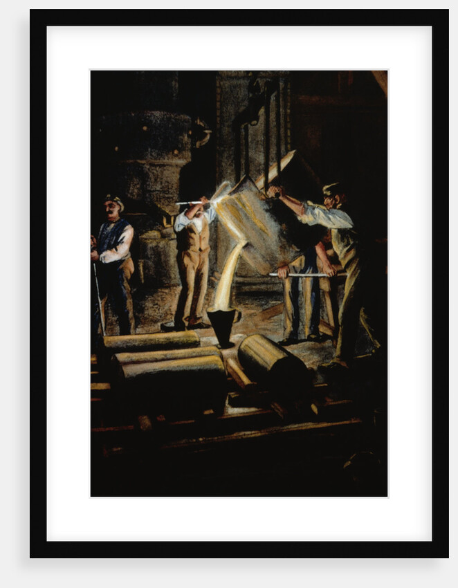 19th-Century Print of Men Casting Iron by Anonymous