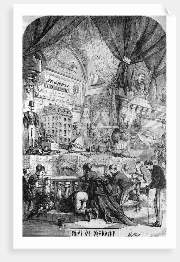 Thomas Nast Cartoon of People Worshipping the Dollar by Anonymous