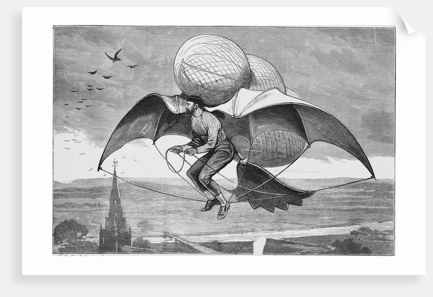 Illustration of Man Flying Type of Aircraft by Anonymous