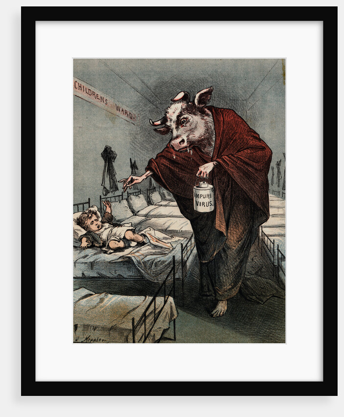 Cartoon of a Cow Vaccinating a Child by Anonymous