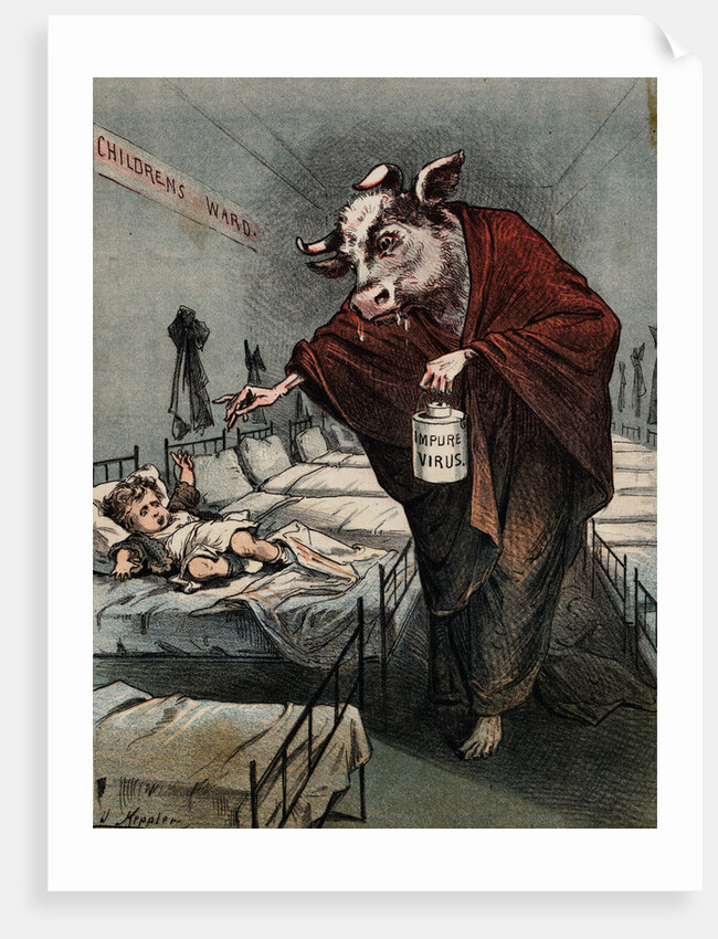 Cartoon of a Cow Vaccinating a Child by Anonymous