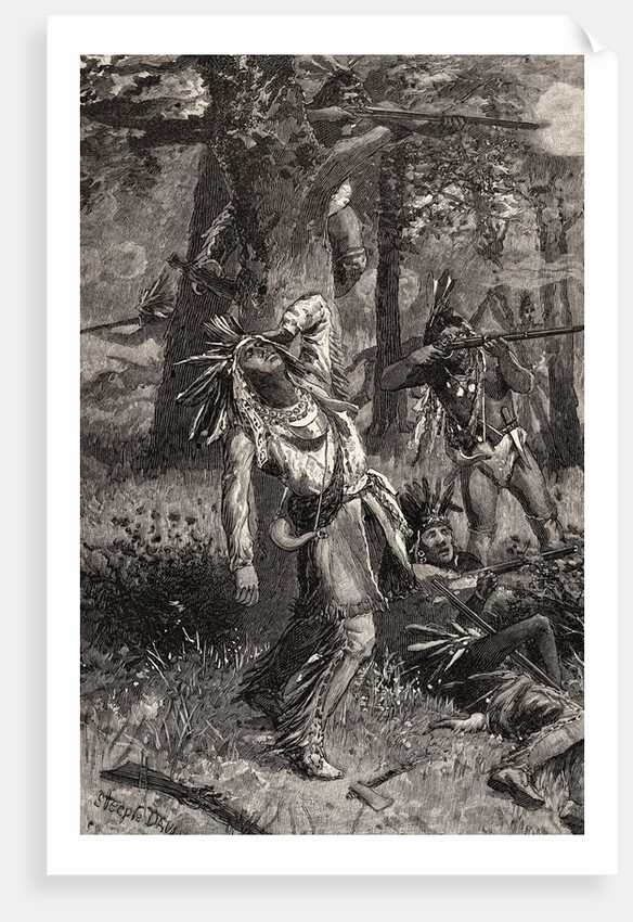 Woodcut Entitled Death of Tecumseh by Anonymous