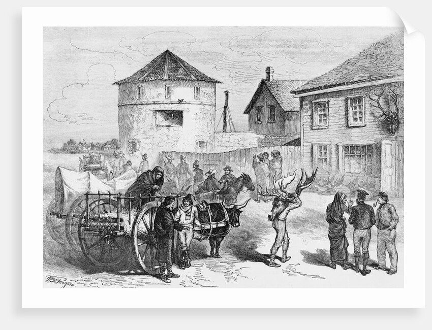 Print of Manitoba Traders in 1879 by William A. Rogers