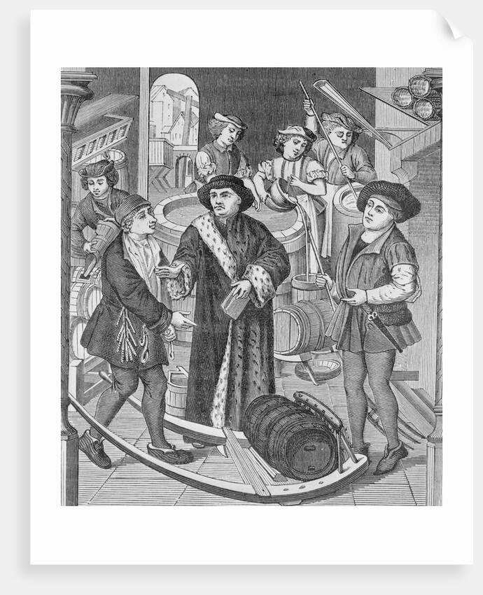 Copy of a 15th-Century Stained Glass Window in Tournai Cathedral Showing the Bishop of Tournai Receiving the Tithe of Beer by Anonymous