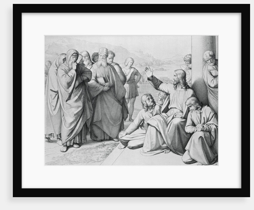 Engraving of Jesus with the Pharisees by Friedrich August Ludy