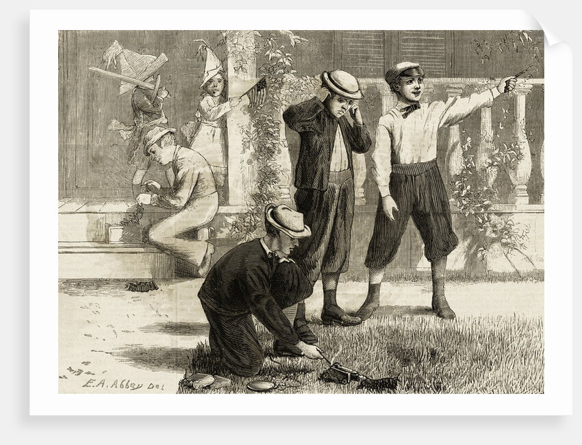 Boys Celebrating The Fourth Of July by Anonymous