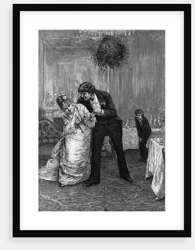 Stolen Kiss Under the Mistletoe by Frederick Barnard